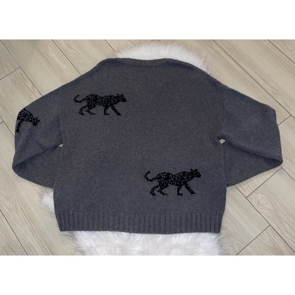 Rails Perci Jungle Cat Cotton Cashmere Ash Gray Crewneck Knit Sweater Womens S - Picture 6 of 6